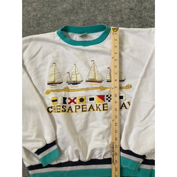 Vintage 80s Sailing Pullover Womens Large Sweater Retro Chesapeake New England - Picture 3 of 7